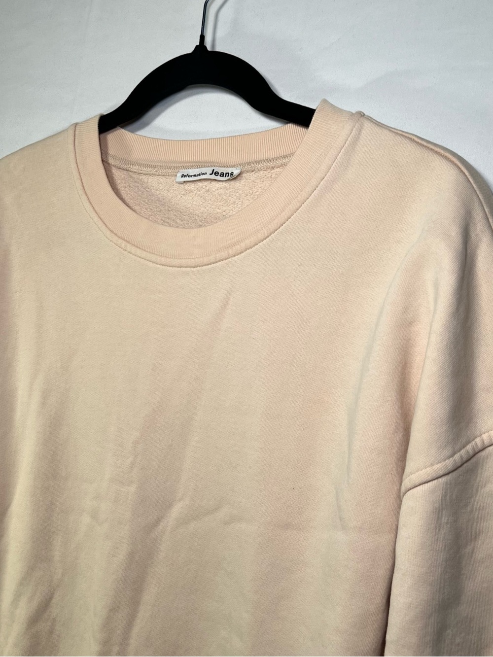 Reformation Jeans Organic Cotton Crewneck Sweatshirt Cream Beige XS - Picture 6 of 15